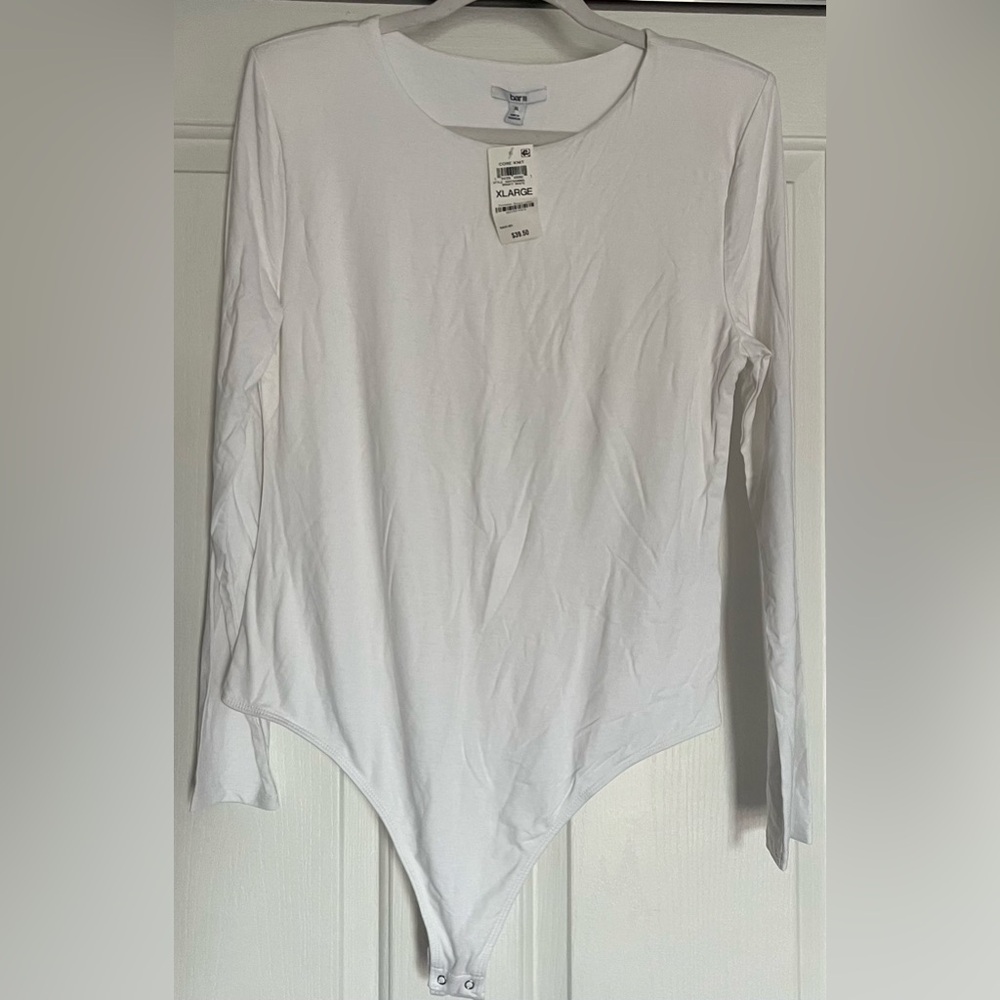 BAR lll White Long Sleeve Thong Bodysuit. Size XL NWT